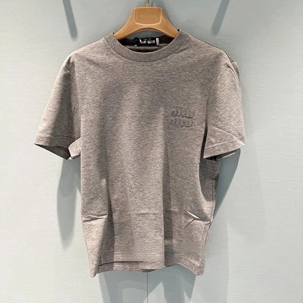 大人気◇ロゴ刺繍入りミュウミュウ N級品コットン ジャージー Tシャツ myq03559